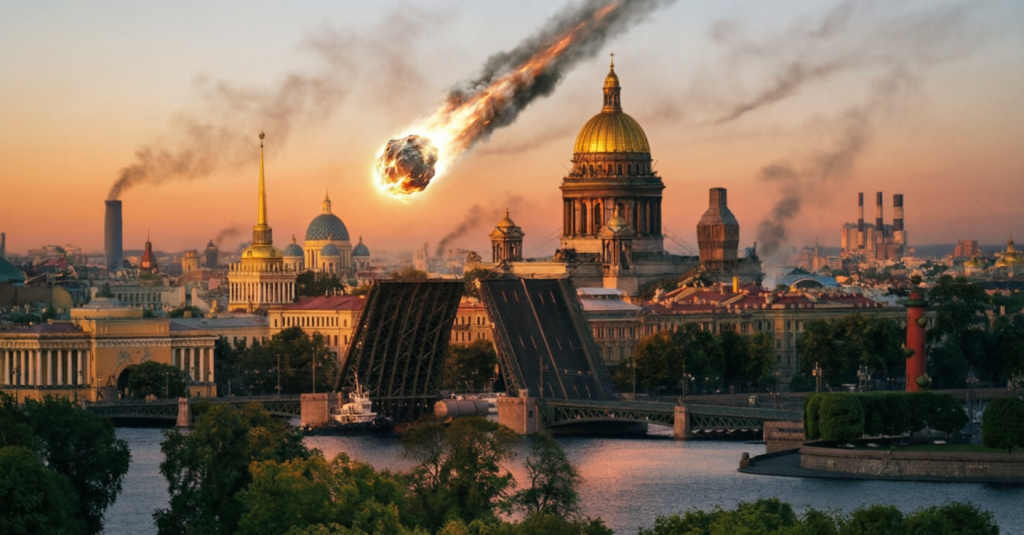 На Санкт-Петербург падает огромный метеорит, размером больше челябинского